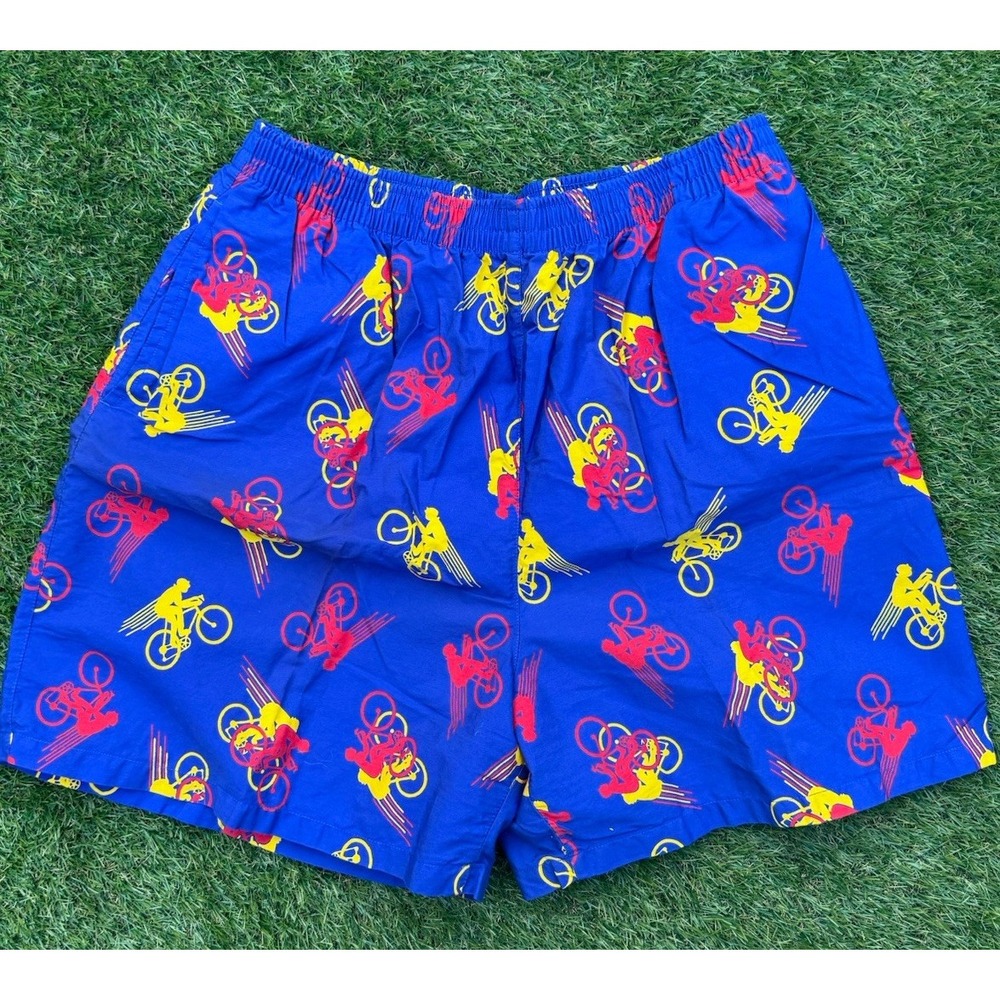 Vintage **RARE** LL Bean Shorts Mens XL AOP Cycling Outdoor Cotton 90s 80s USA